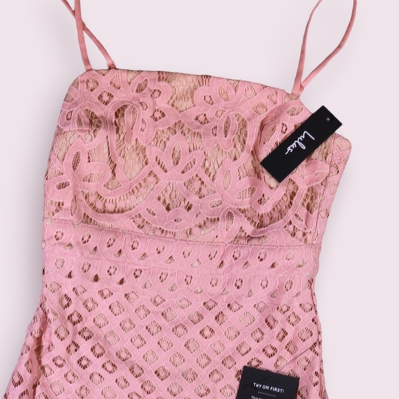 NWT Lulus XS Unlimited Love Dusty Pink Lace Trumpet Midi Dress Spaghetti Strap - Picture 6 of 11